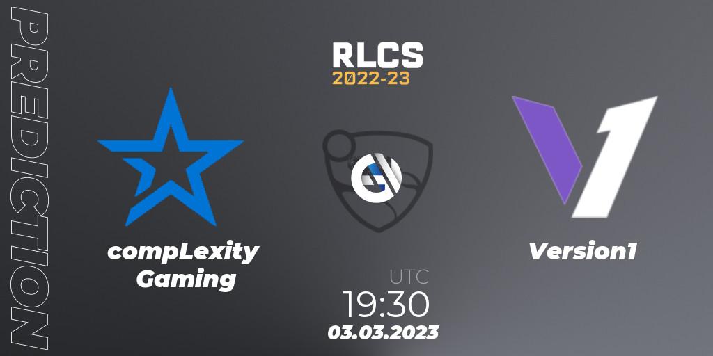 Pronóstico compLexity Gaming - Version1. 03.03.2023 at 19:30, Rocket League, RLCS 2022-23 - Winter: North America Regional 3 - Winter Invitational