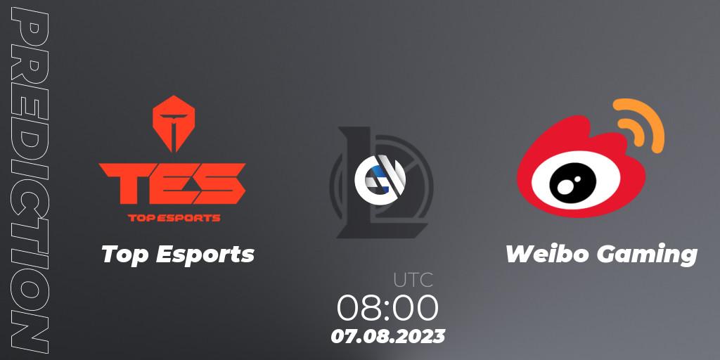 Pronóstico Top Esports - Weibo Gaming. 07.08.2023 at 08:00, LoL, LPL Regional Finals 2023