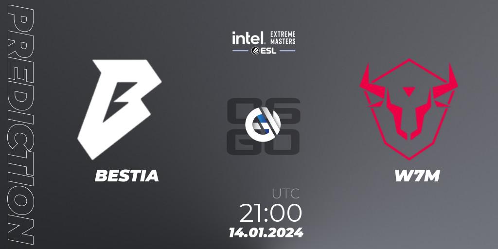 Pronóstico BESTIA - W7M. 14.01.2024 at 21:15, Counter-Strike (CS2), Intel Extreme Masters China 2024: South American Open Qualifier #1
