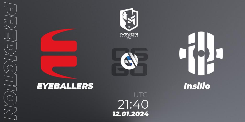 Pronóstico EYEBALLERS - Insilio. 12.01.2024 at 21:40, Counter-Strike (CS2), PGL CS2 Major Copenhagen 2024 Europe RMR Open Qualifier 3