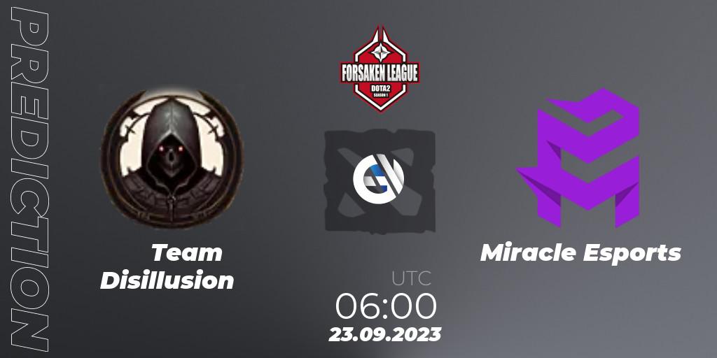 Pronóstico Team Disillusion - Miracle Esports. 23.09.2023 at 06:12, Dota 2, Forsaken League