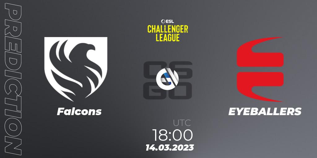 Pronóstico Falcons - EYEBALLERS. 14.03.2023 at 18:00, Counter-Strike (CS2), ESL Challenger League Season 44: Europe