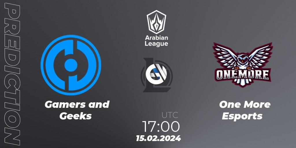 Pronóstico Gamers and Geeks - One More Esports. 15.02.24, LoL, Arabian League Spring 2024