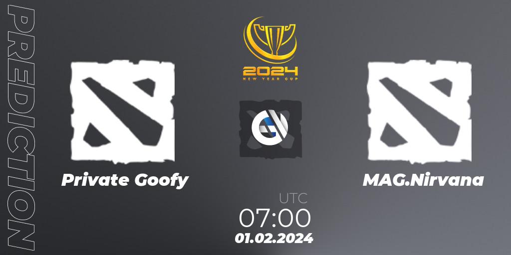 Pronóstico Private Goofy - MAG.Nirvana. 01.02.2024 at 07:00, Dota 2, New Year Cup 2024