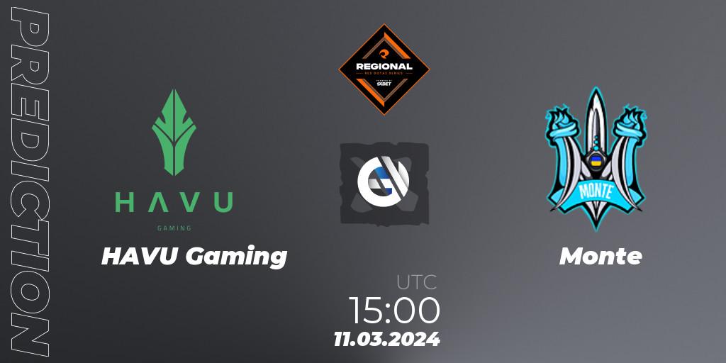 Pronóstico HAVU Gaming - Monte. 11.03.2024 at 15:00, Dota 2, RES Regional Series: EU #1
