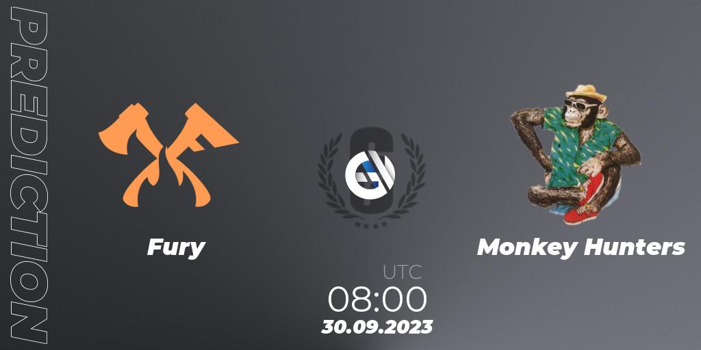 Pronóstico Fury - Monkey Hunters. 30.09.2023 at 08:00, Rainbow Six, Asia League 2023 - Stage 2 - Last Chance Qualifiers