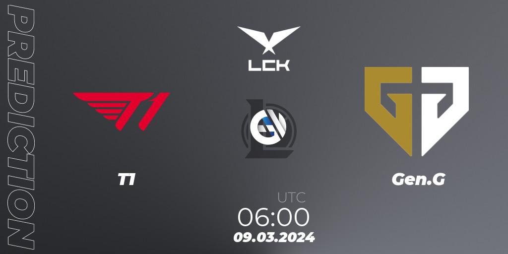 Pronóstico T1 - Gen.G. 09.03.2024 at 08:00, LoL, LCK Spring 2024 - Group Stage