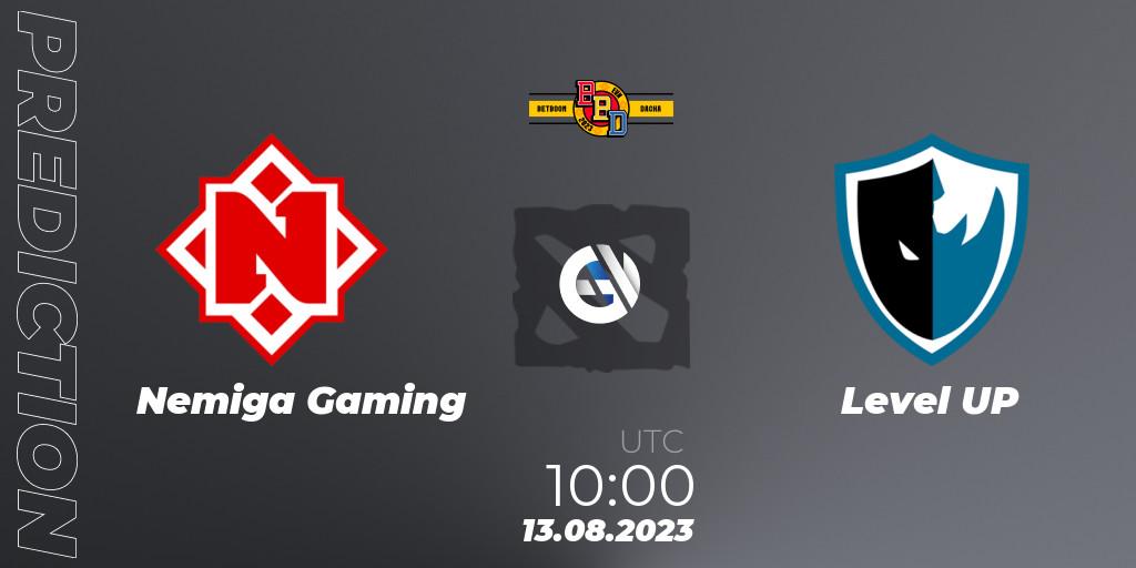 Pronóstico Nemiga Gaming - Level UP. 13.08.2023 at 10:01, Dota 2, BetBoom Dacha - Online Stage