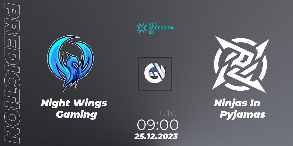 Pronóstico Night Wings Gaming - Ninjas In Pyjamas. 25.12.2023 at 09:00, VALORANT, VALORANT China Ascension 2023