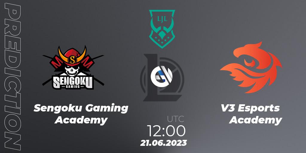 Pronóstico Sengoku Gaming Academy - V3 Esports Academy. 21.06.2023 at 12:00, LoL, LJL Academy 2023 - Group Stage