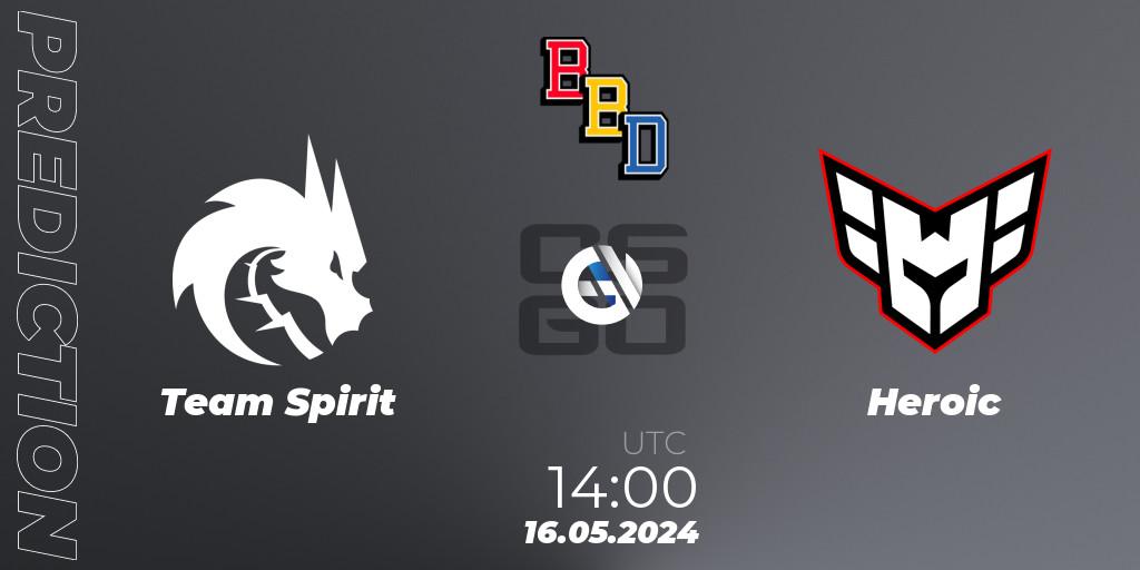 Pronóstico Team Spirit - Heroic. 16.05.2024 at 14:15, Counter-Strike (CS2), BetBoom Dacha Belgrade 2024