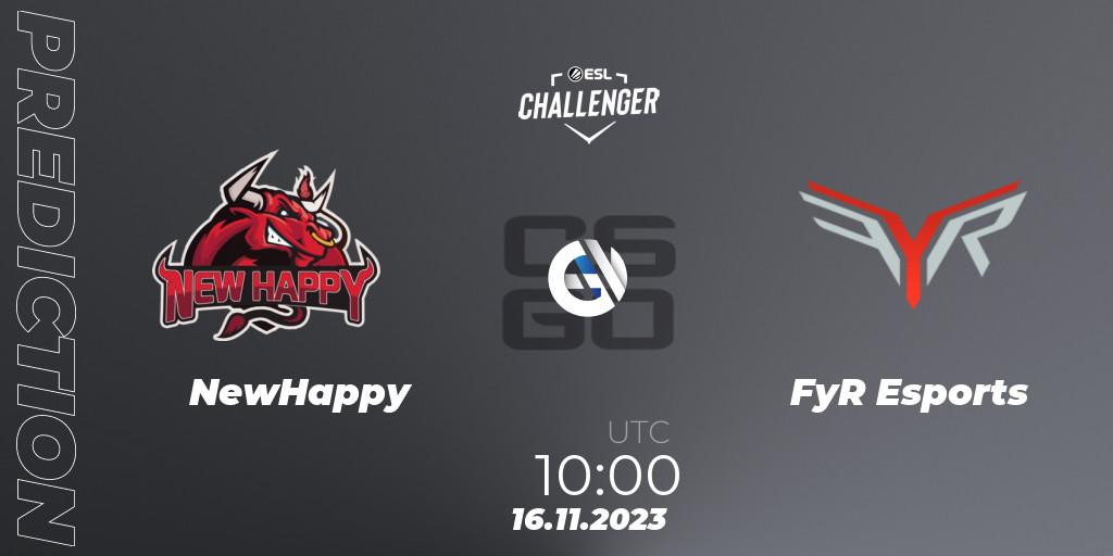 Pronóstico NewHappy - FyR Esports. 16.11.23, CS2 (CS:GO), ESL Challenger at DreamHack Atlanta 2023: Asian Open Qualifier