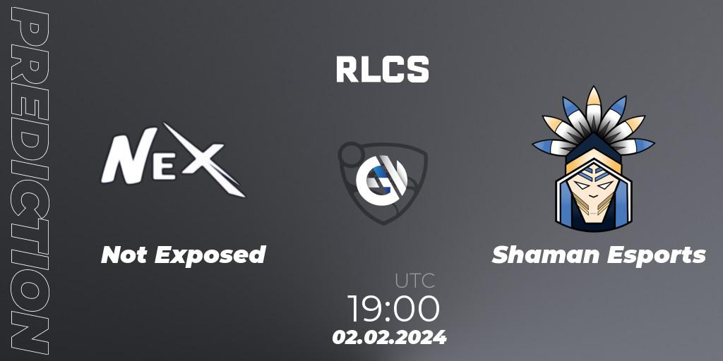 Pronóstico Not Exposed - Shaman Esports. 02.02.2024 at 19:00, Rocket League, RLCS 2024 - Major 1: SAM Open Qualifier 1
