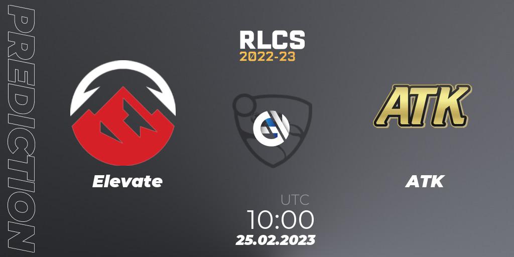 Pronóstico Elevate - ATK. 25.02.2023 at 10:00, Rocket League, RLCS 2022-23 - Winter: Asia-Pacific Regional 3 - Winter Invitational