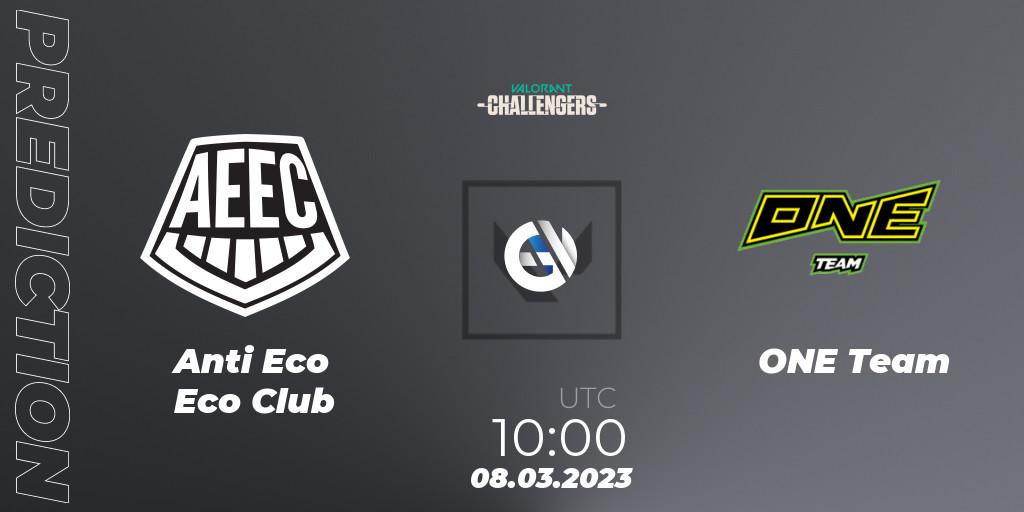 Pronóstico Anti Eco Eco Club - ONE Team. 08.03.2023 at 10:00, VALORANT, VALORANT Challengers 2023: Hong Kong and Taiwan Split 1
