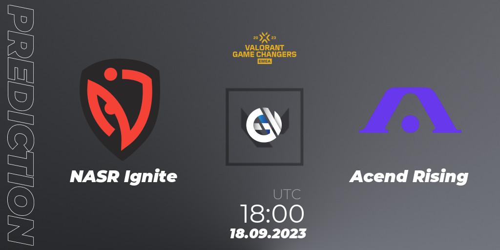 Pronóstico NASR Ignite - Acend Rising. 18.09.2023 at 18:00, VALORANT, VCT 2023: Game Changers EMEA Stage 3 - Group Stage