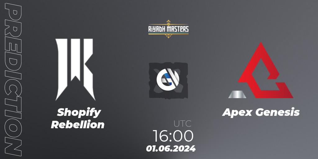Pronóstico Shopify Rebellion - Apex Genesis. 01.06.2024 at 16:00, Dota 2, Riyadh Masters 2024: North America Closed Qualifier