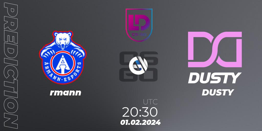 Pronóstico Ármann - DUSTY. 01.02.24, CS2 (CS:GO), Icelandic Esports League Season 8: Regular Season