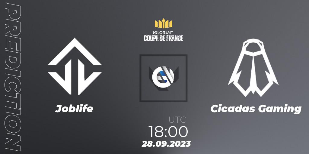 Pronóstico Joblife - Cicadas Gaming. 28.09.23, VALORANT, VCL France: Revolution - Coupe De France 2023