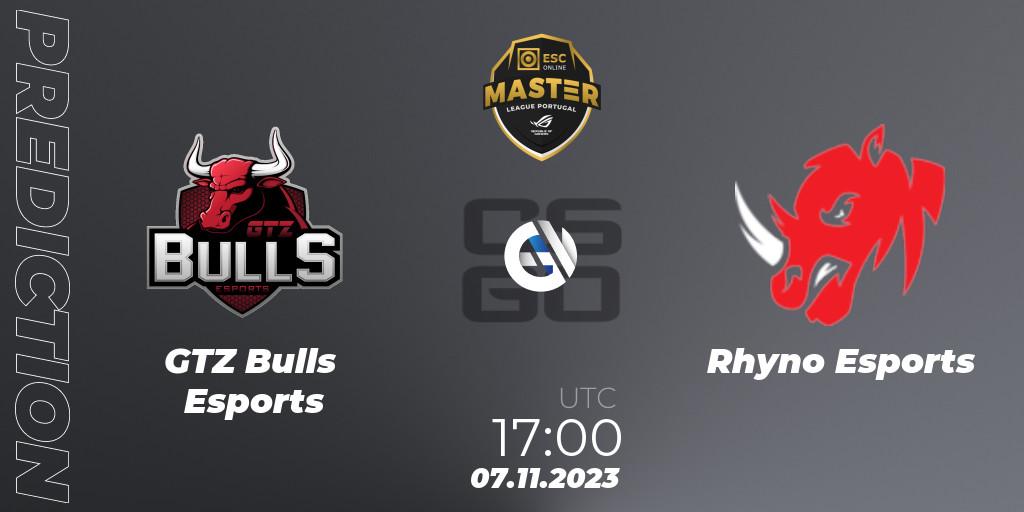 Pronóstico GTZ Bulls Esports - Rhyno Esports. 07.11.23, CS2 (CS:GO), Master League Portugal Season 12: Online Stage