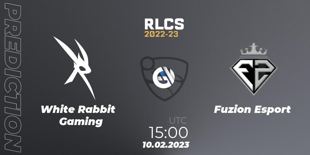 Pronóstico White Rabbit Gaming - Fuzion Esport. 10.02.2023 at 15:00, Rocket League, RLCS 2022-23 - Winter: Sub-Saharan Africa Regional 2 - Winter Cup