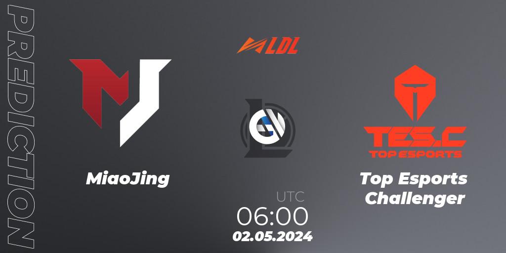 Pronóstico MiaoJing - Top Esports Challenger. 02.05.2024 at 06:00, LoL, LDL 2024 - Stage 2