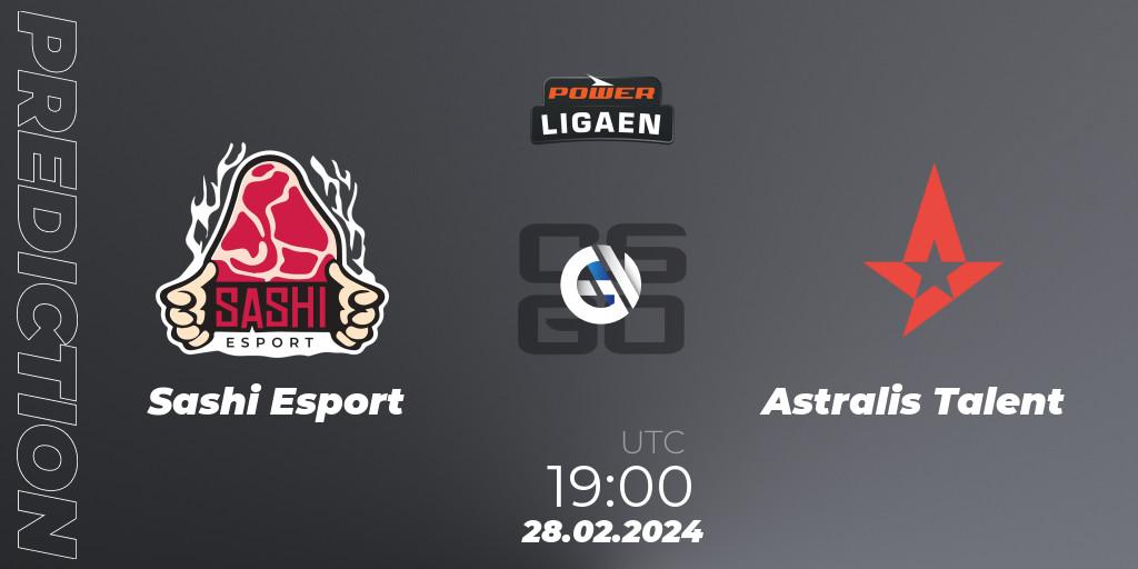 Pronóstico Sashi Esport - Astralis Talent. 28.02.2024 at 19:00, Counter-Strike (CS2), Dust2.dk Ligaen Season 25