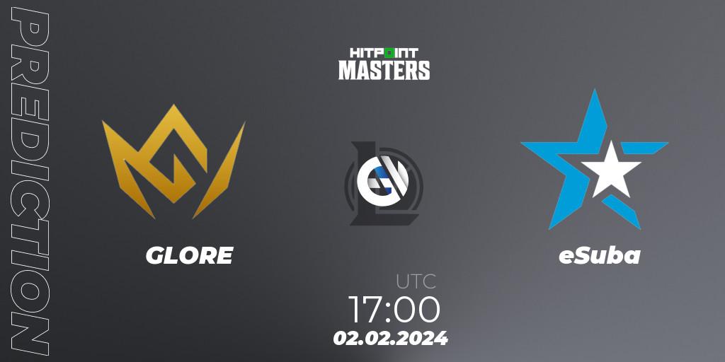 Pronóstico GLORE - eSuba. 02.02.2024 at 17:00, LoL, Hitpoint Masters Spring 2024