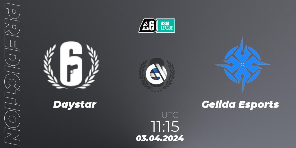 Pronóstico Daystar - Gelida Esports. 03.04.2024 at 11:15, Rainbow Six, Asia League 2024 - Stage 1