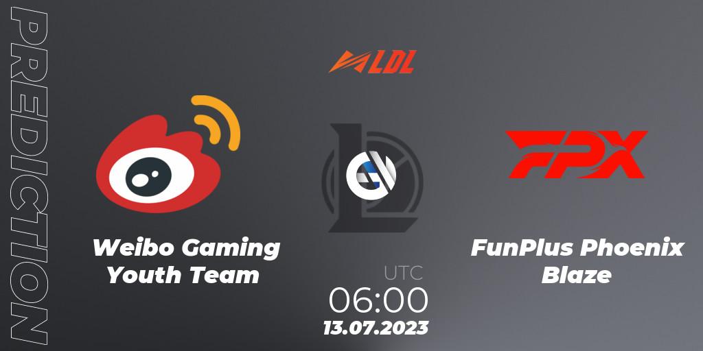 Pronóstico Weibo Gaming Youth Team - FunPlus Phoenix Blaze. 13.07.2023 at 06:00, LoL, LDL 2023 - Regular Season - Stage 3
