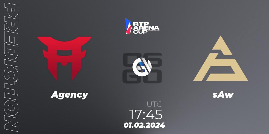 Pronóstico Agency - sAw. 01.02.2024 at 17:20, Counter-Strike (CS2), RTP Arena Cup 2024