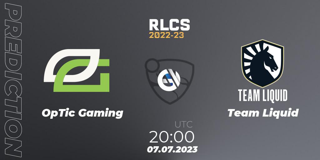 Pronóstico OpTic Gaming - Team Liquid. 07.07.2023 at 19:40, Rocket League, RLCS 2022-23 Spring Major