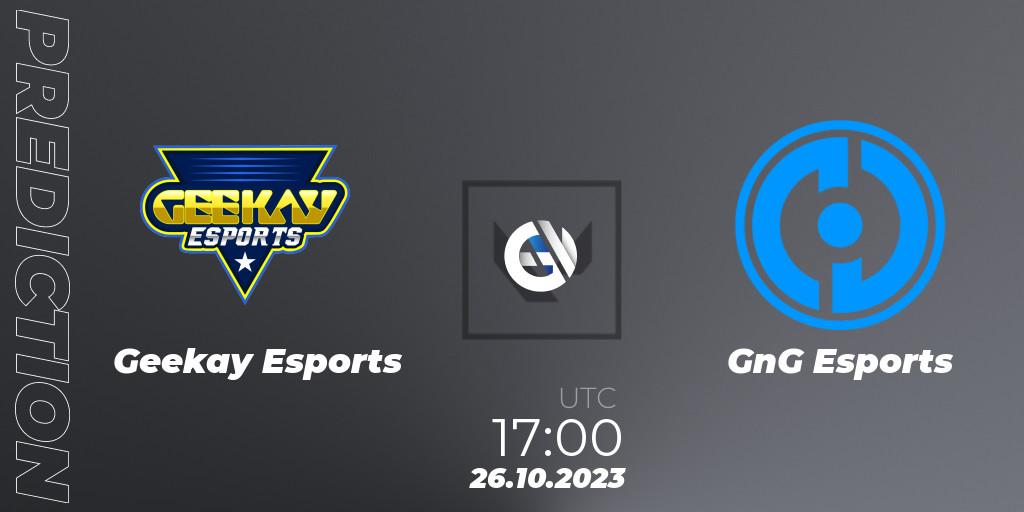 Pronóstico Geekay Esports - GnG Esports. 26.10.2023 at 19:00, VALORANT, Superdome 2023 Egypt - LE & NA Qualifier