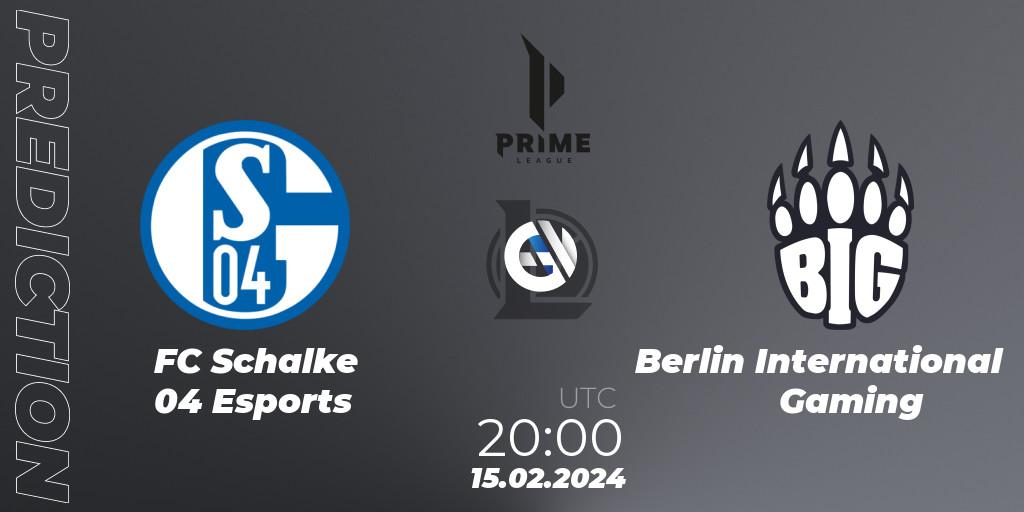 Pronóstico FC Schalke 04 Esports - Berlin International Gaming. 17.01.2024 at 18:00, LoL, Prime League Spring 2024 - Group Stage