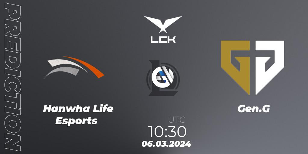 Pronóstico Hanwha Life Esports - Gen.G. 06.03.24, LoL, LCK Spring 2024 - Group Stage