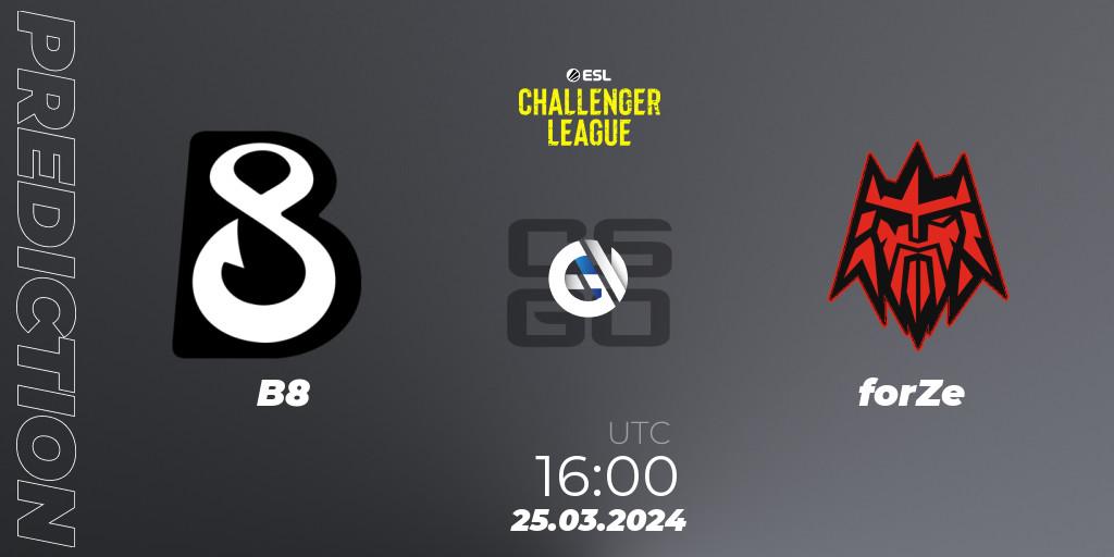 Pronóstico B8 - forZe. 25.03.24, CS2 (CS:GO), ESL Challenger League Season 47: Europe