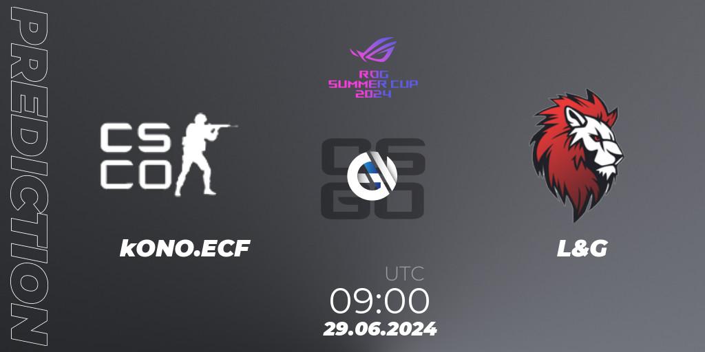 Pronóstico kONO.ECF - L&G. 29.06.2024 at 10:50, Counter-Strike (CS2), Gameinside.ua ROG Summer Cup 2024