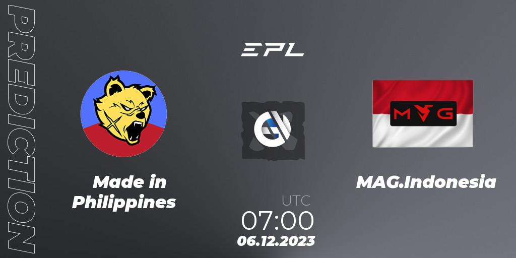 Pronóstico Made in Philippines - MAG.Indonesia. 06.12.2023 at 07:00, Dota 2, EPL World Series: Southeast Asia Season 1