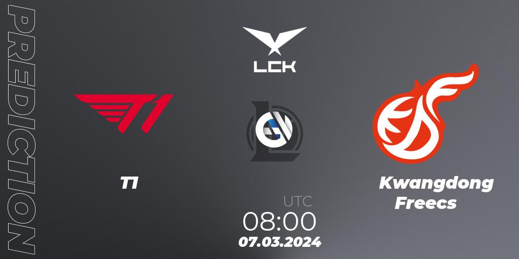 Pronóstico T1 - Kwangdong Freecs. 07.03.24, LoL, LCK Spring 2024 - Group Stage