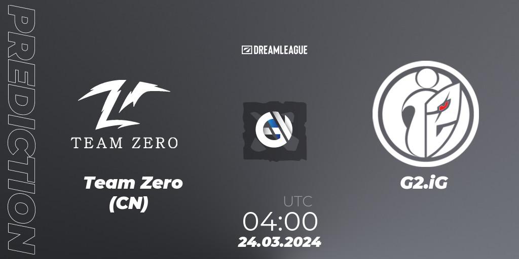 Pronóstico Team Zero (CN) - G2.iG. 24.03.2024 at 04:20, Dota 2, DreamLeague Season 23: China Closed Qualifier