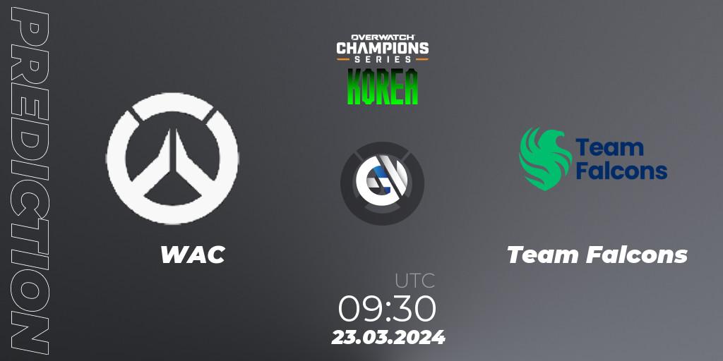 Pronóstico WAC - Team Falcons. 23.03.2024 at 09:30, Overwatch, Overwatch Champions Series 2024 - Stage 1 Korea