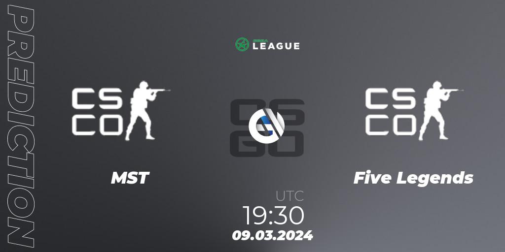 Pronóstico MST - Five Legends. 09.03.2024 at 19:30, Counter-Strike (CS2), ESEA Season 48: Main Division - Europe