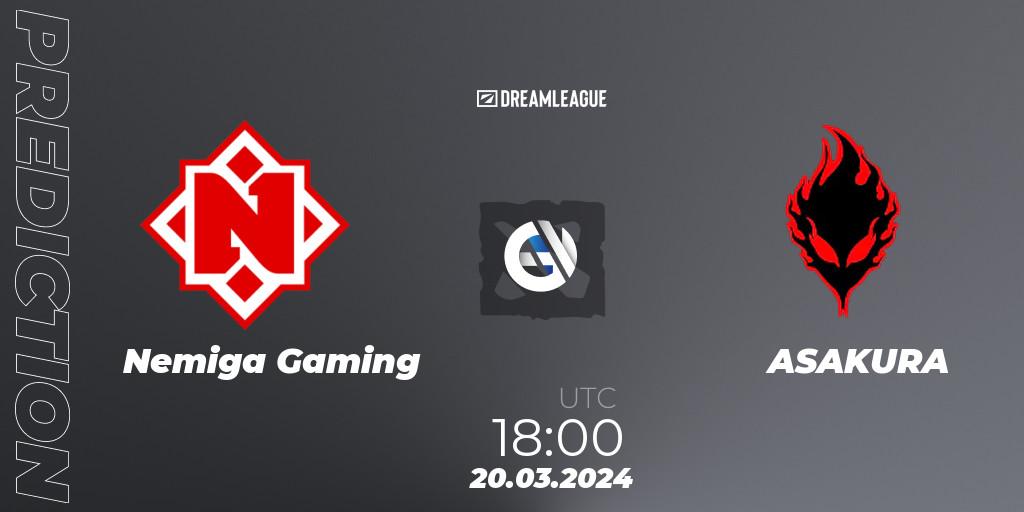 Pronóstico Nemiga Gaming - ASAKURA. 20.03.24, Dota 2, DreamLeague Season 23: Eastern Europe Closed Qualifier