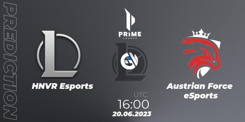 Pronóstico HNVR Esports - Austrian Force eSports. 20.06.2023 at 16:00, LoL, Prime League 2nd Division Summer 2023