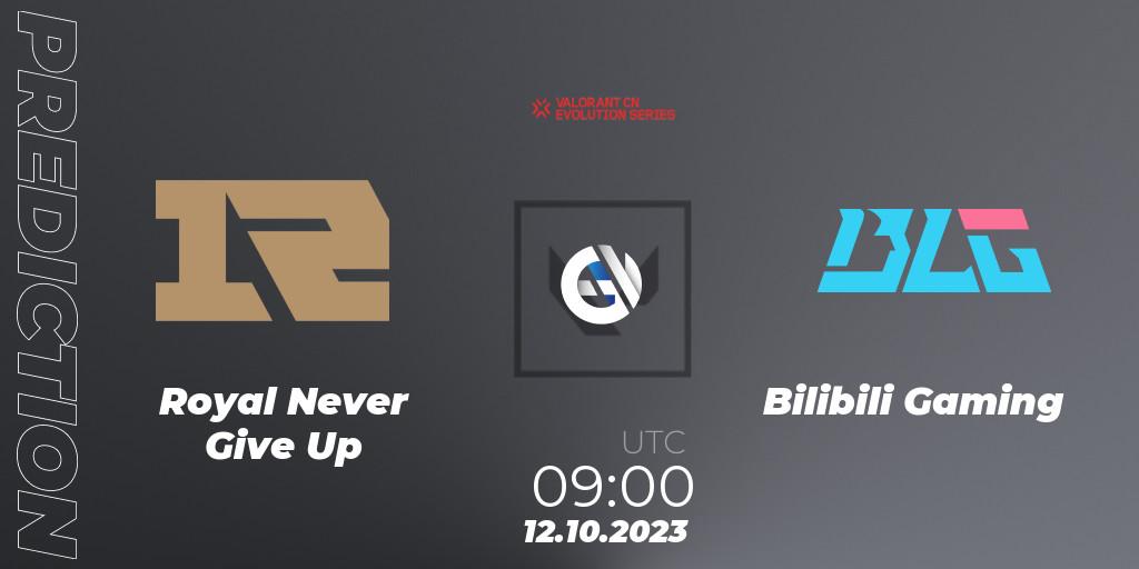 Pronóstico Royal Never Give Up - Bilibili Gaming. 12.10.2023 at 09:00, VALORANT, VALORANT China Evolution Series Act 2: Selection - Play-In