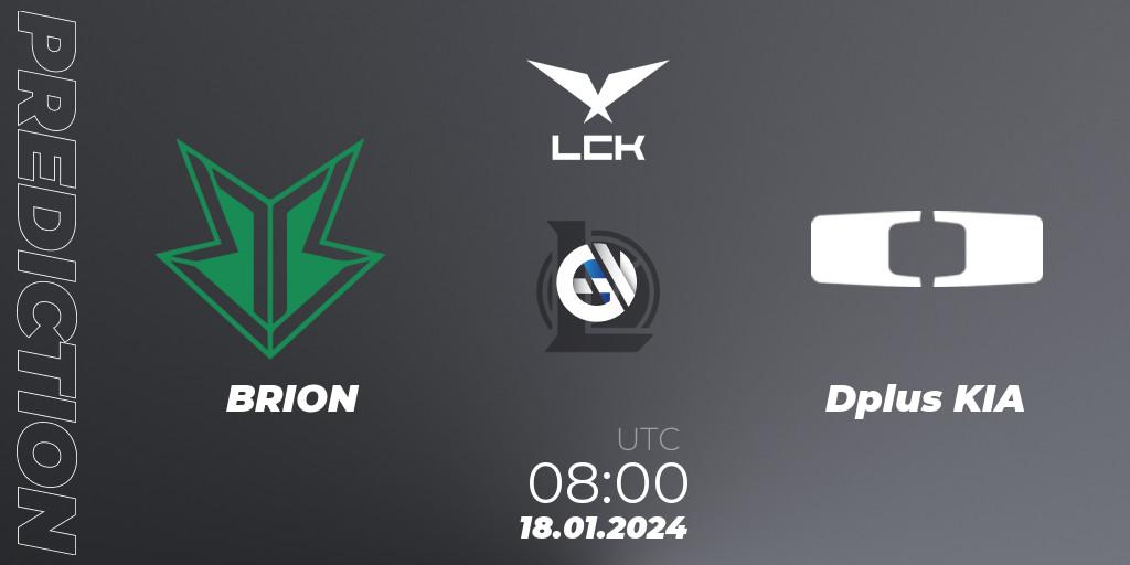 Pronóstico BRION - Dplus KIA. 18.01.2024 at 08:00, LoL, LCK Spring 2024 - Group Stage
