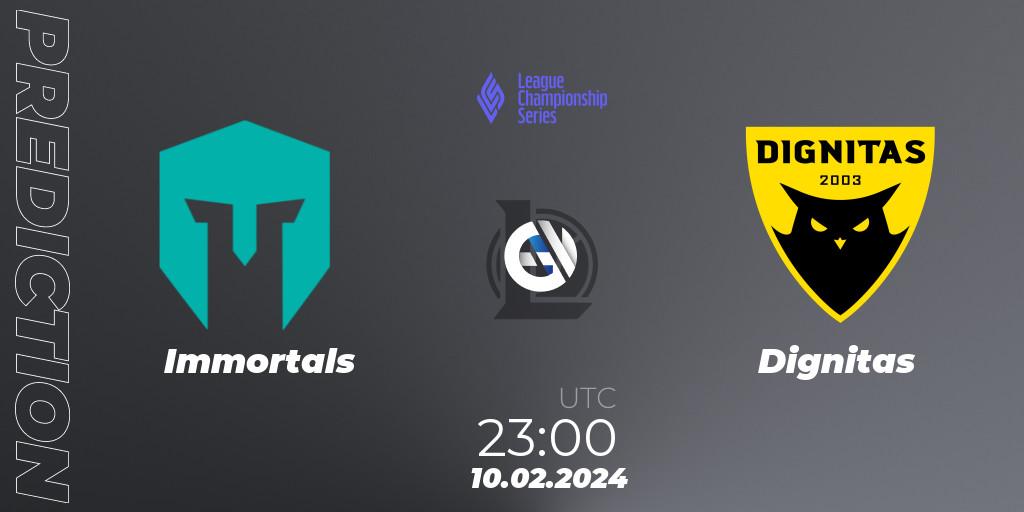 Pronóstico Immortals - Dignitas. 10.02.24, LoL, LCS Spring 2024 - Group Stage