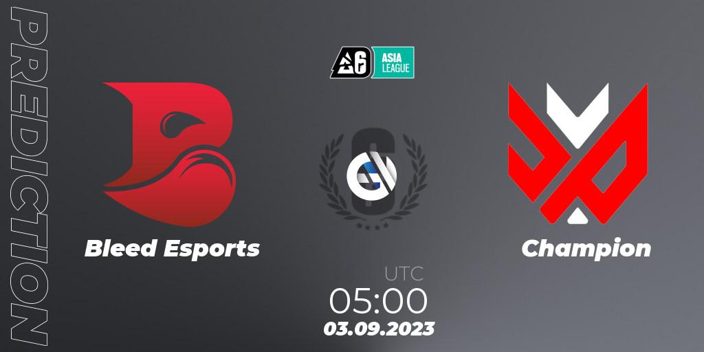 Pronóstico Bleed Esports - Champion. 03.09.2023 at 05:00, Rainbow Six, SEA League 2023 - Stage 2