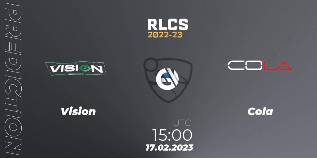 Pronóstico Vision - Cola. 17.02.2023 at 15:00, Rocket League, RLCS 2022-23 - Winter: Middle East and North Africa Regional 2 - Winter Cup