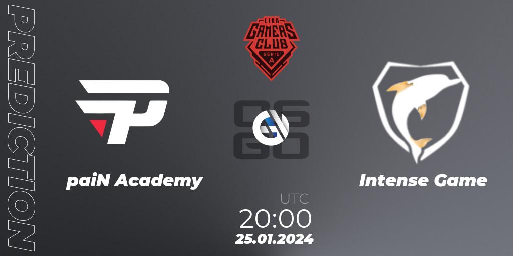 Pronóstico paiN Academy - Intense Game. 24.01.2024 at 20:00, Counter-Strike (CS2), Gamers Club Liga Série A: January 2024